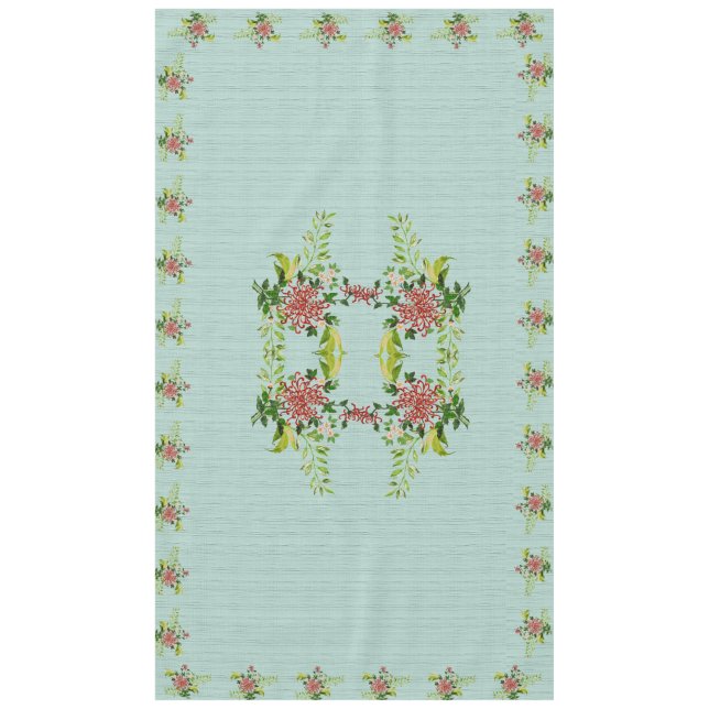 Mantel Acuarela Red Gerbera Daisy con Verdor 60" x 104 (Anverso)