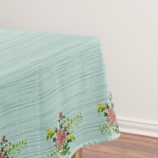 Mantel Acuarela Red Gerbera Daisy con Verdor de 52" x 70" (In Situ)