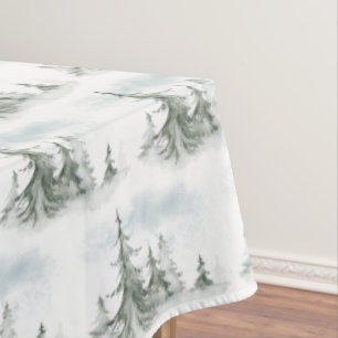Mantel Acuarela Rustic Fir Trees Invierno