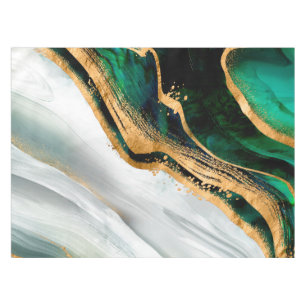 Mantel Acuarela verde malaquita y oro
