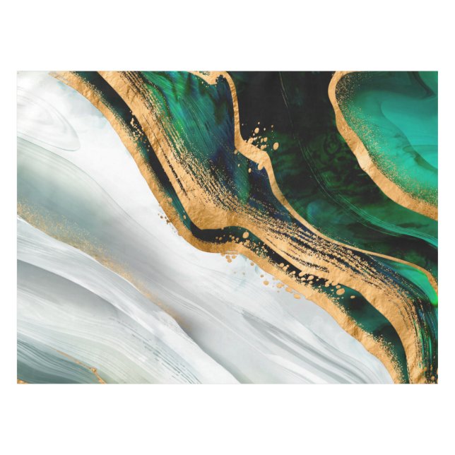 Mantel Acuarela verde malaquita y oro (Frente (Horizontal))