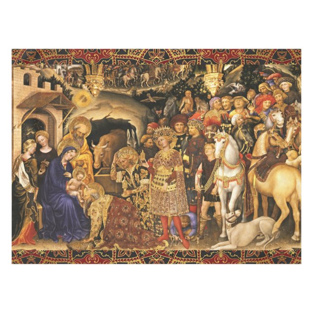 Mantel ADORACIÓN DE MAGI Gentile Da Fabriano, Natividad (Frente (Horizontal))