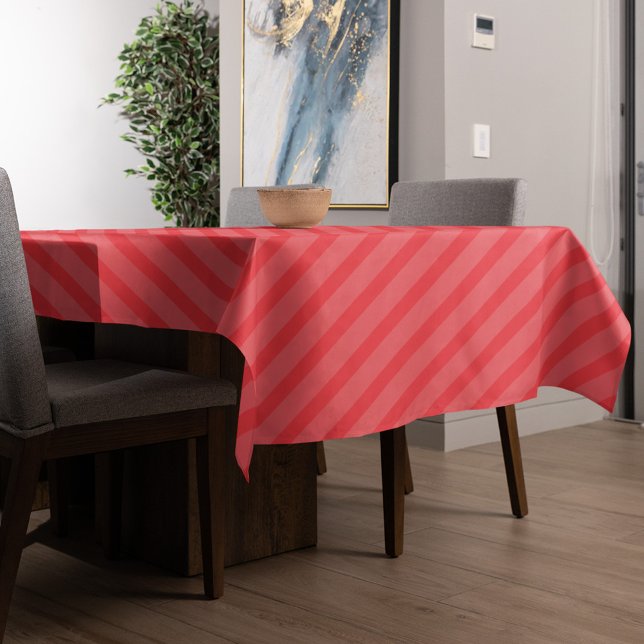 Mantel Adorno de mesa de Navidad con raya de bastón de ca (Simple holiday red striped tablecloth)