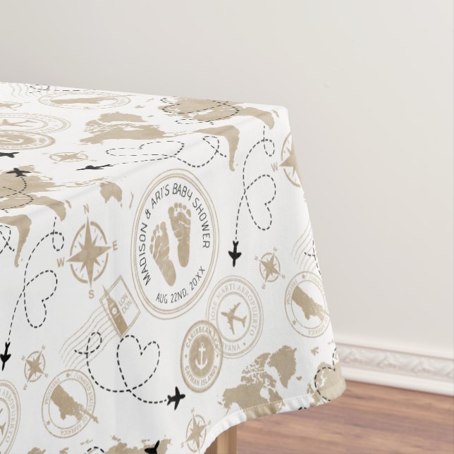 Mantel Adventure Awath Baby Shower Tablecloth (In Situ)
