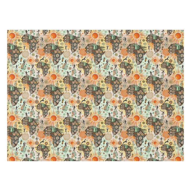 Mantel Africa Map Decorative Tribal Elements Pattern (Frente (Horizontal))