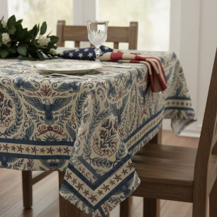 Mantel Águilas Americanas Estrellas y Franjas Florales ID