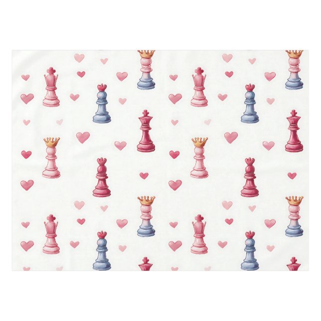 Mantel Ajedrez Romántico Corazones Día de San Valentín (Frente (Horizontal))