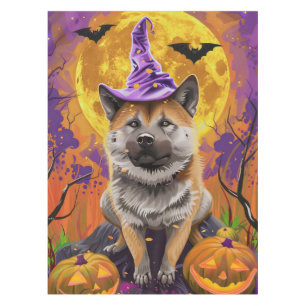 Mantel Akita espeluznante de Halloween Bruja y Calabaza
