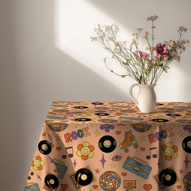 Mantel al estilo de los 70 Groovy Pastel Look para (70s Style Tablecloth Groovy Pastel Dining Look)