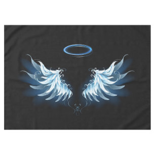 Mantel Alas del Ángel Azul brillante sobre fondo negro