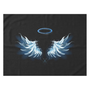 Mantel Alas del Ángel Azul brillante sobre fondo negro