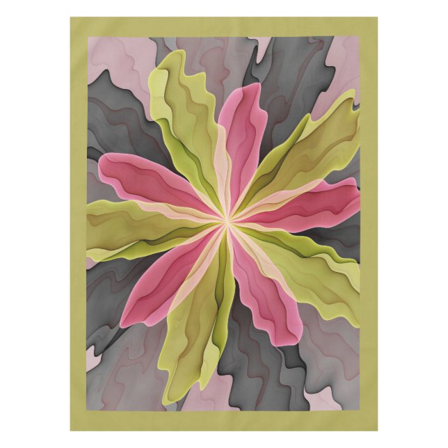 Mantel Alegría, antracita verde rosada Fantasía Flower Fr (Anverso)