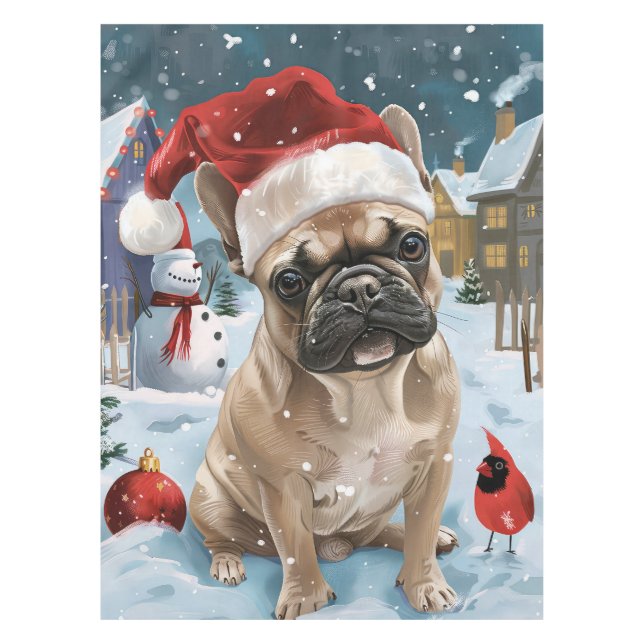 Mantel Alegría de los Navidades de invierno de Bulldog fr (Anverso)