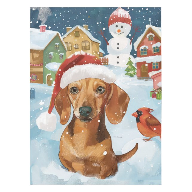 Mantel Alegría de los Navidades de Invierno de Dachshund (Anverso)