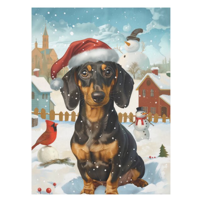 Mantel Alegría de los Navidades de Invierno de Dachshund (Anverso)