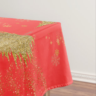 Mantel Alegría dorada en Fiesta Navideña Roja 