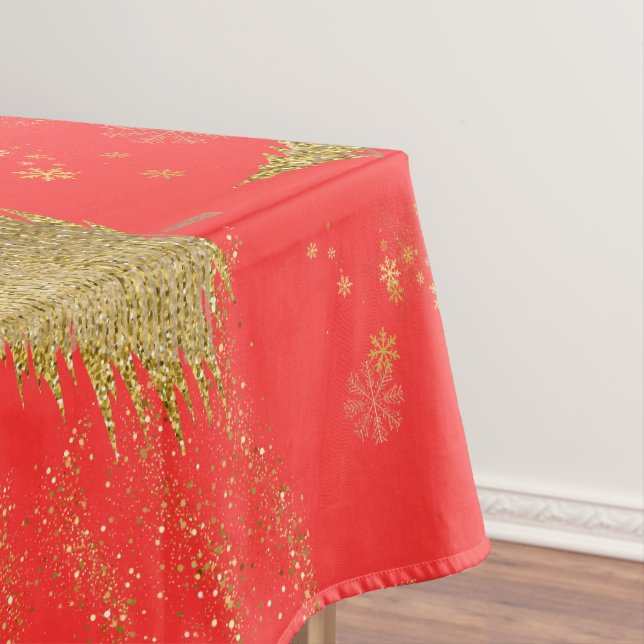 Mantel Alegría dorada en Fiesta Navideña Roja  (In Situ)