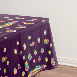 Mantel Alegría púrpura con patrones de colores mezclados 