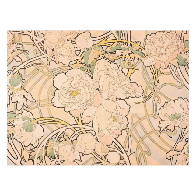 Mantel Alfonse Mucha Art Nouveau Peonies (Frente (Horizontal))
