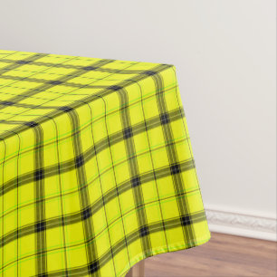 Mantel Algodón Cuadros y Líneas Negras   Cuadros Amarillo