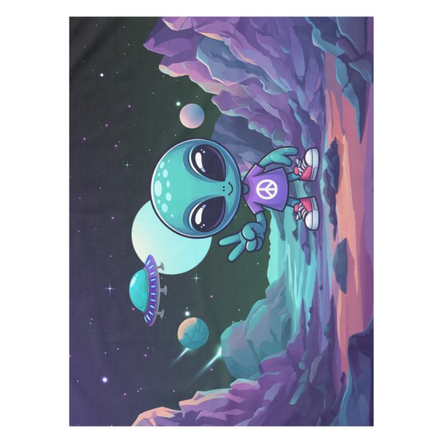 Mantel Alien y barco espacial por la paz (Anverso)