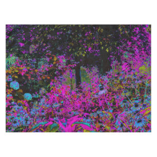Mantel Amanecer de jardín psicodélico rosa caliente y neg