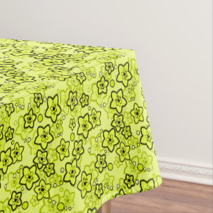 Mantel Amarillo con patrón floral de neón brillante negro