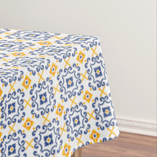 Mantel Amarillo limón fresco y azul en el Mediterráneo bl