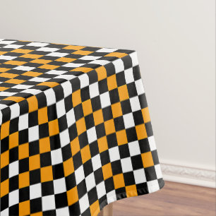 Mantel Amarillo Negro y Blanco Cuadros