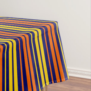 Mantel Amarillo y rayas verticales naranjas azul marino