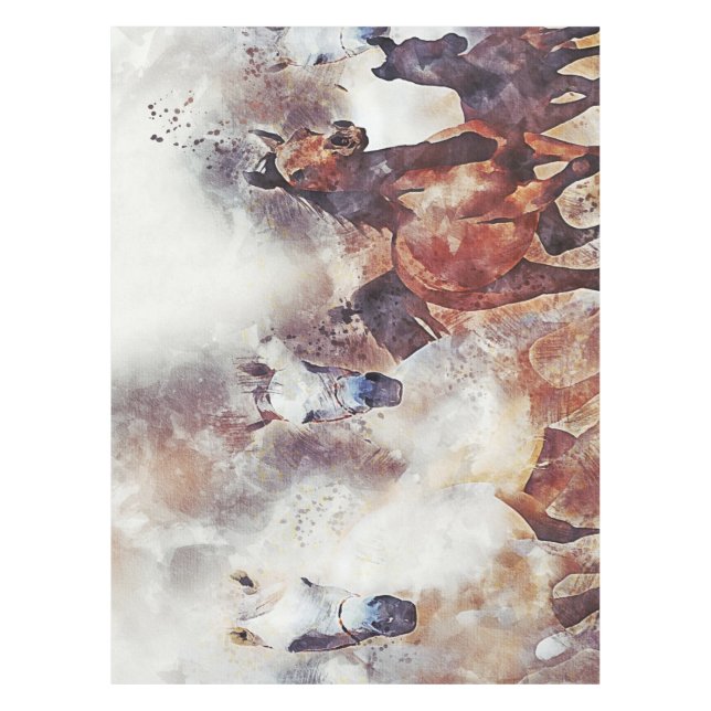 Mantel Amazing white and bay horses in a gallop (Anverso)