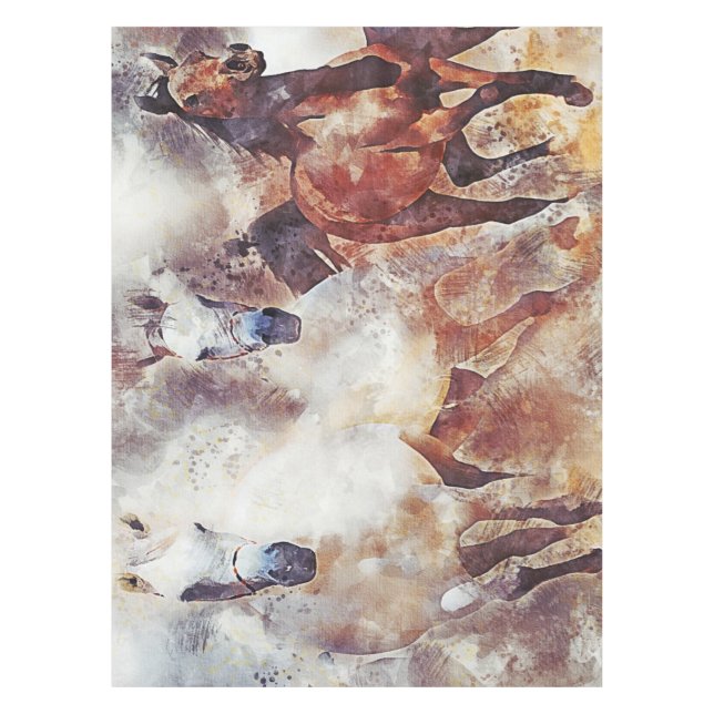 Mantel Amazing white and bay horses in a gallop (Anverso)