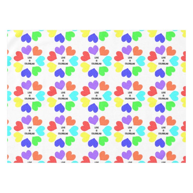 Mantel Amor interracial Corazones de Arcoiris Tablecloth (Frente (Horizontal))