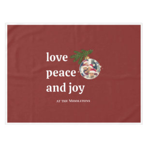 Mantel Amor Paz Alegría Navidad Familia Foto Rojo Burgund