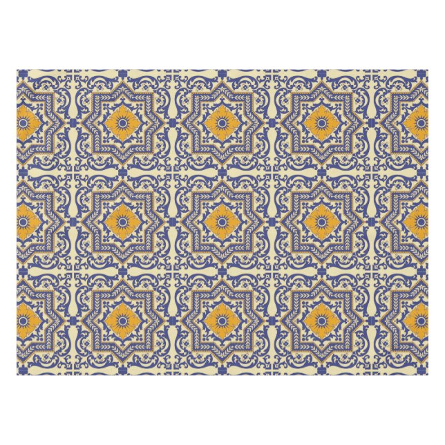 Mantel anaranjado azul del estilo de cerámica de (Frente (Horizontal))
