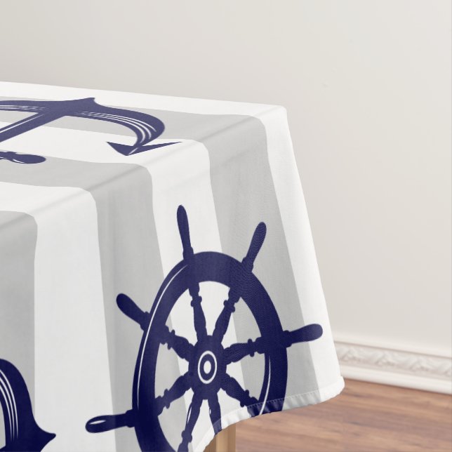 Mantel Ancla azul marino rueda de barco gris rayas Náutic (In Situ)