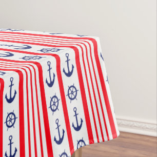 Mantel Anclas Rojos Blancos Azules Barcos Ruedas Barco