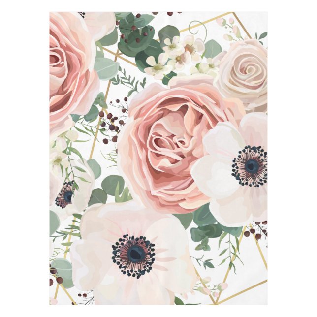 Mantel Anem Rosa de Jardín Geométrico de Tablillas Person (Anverso)