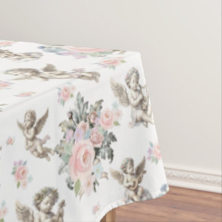 Mantel Ángeles vintage Querubines y Floral Pastel