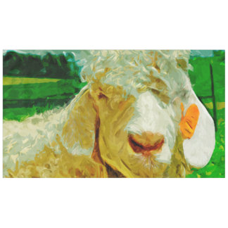 Mantel Angora Goat Con Etiqueta De Oído Resumen Impresion