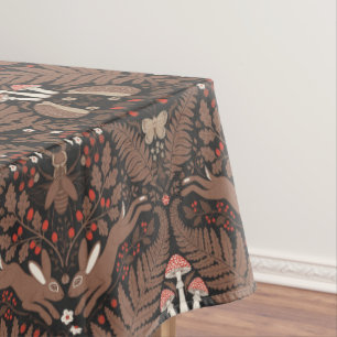 Mantel Animales de bosque y plantas en rojo y marrón