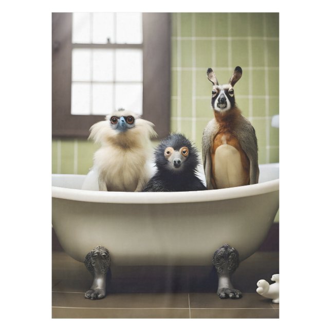 Mantel Animales divertidos en el baño (Anverso)