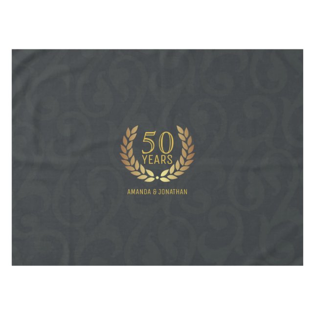 Mantel Aniversario de Bodas de Oro 50º Personalizado (Frente (Horizontal))