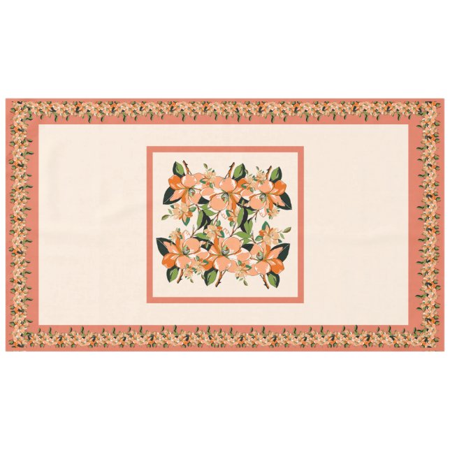 Mantel Apricot Azalea en Cream 60" x 104" Tablecloth (Frente (Horizontal))