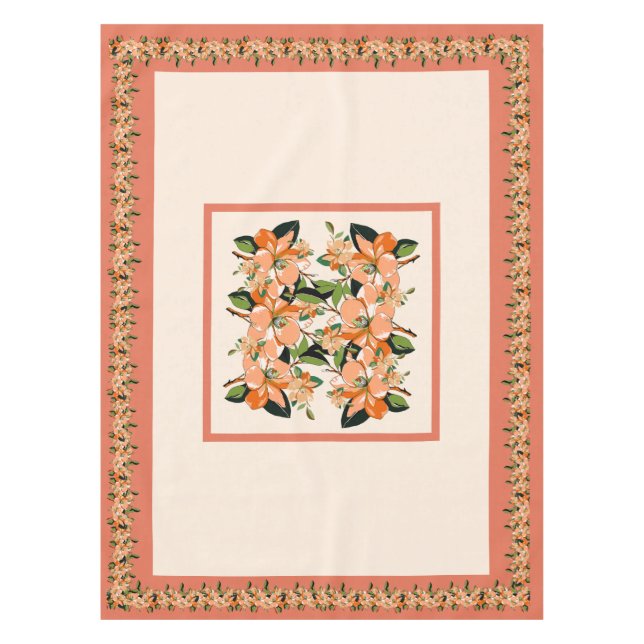 Mantel Apricot Azalea en Crema 52" x 70" Tablecloth (Anverso)