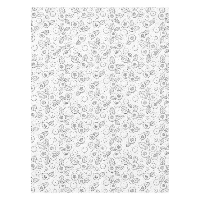 Mantel Arándanos azules en blanco y negro (Anverso)