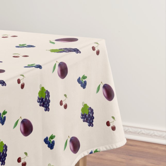 Mantel Arándanos morados reales, uvas en beige claro (In Situ)