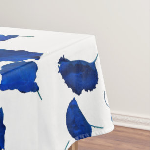 Mantel Árbol de albaricoques Azul hojas fondo blanco
