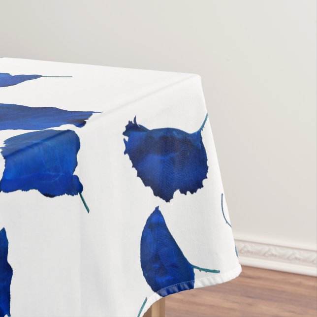 Mantel Árbol de albaricoques Azul hojas fondo blanco (In Situ)