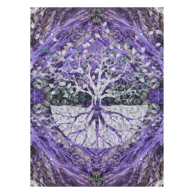 Mantel Árbol de la vida de plata Yggdrasil en Geode (Anverso)